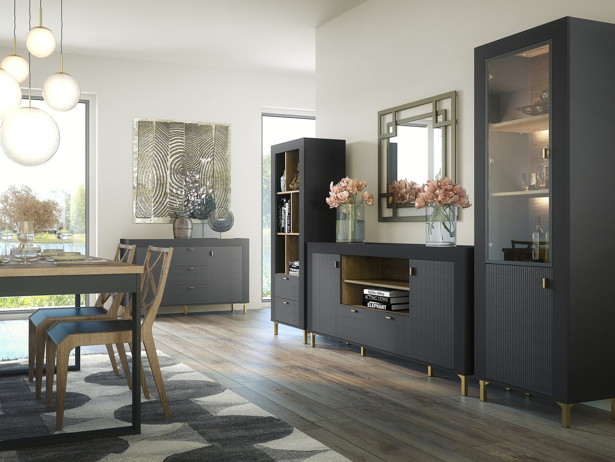 Komód MOSSA MO7, Szín: Matt fekete, Kandalló: Nem