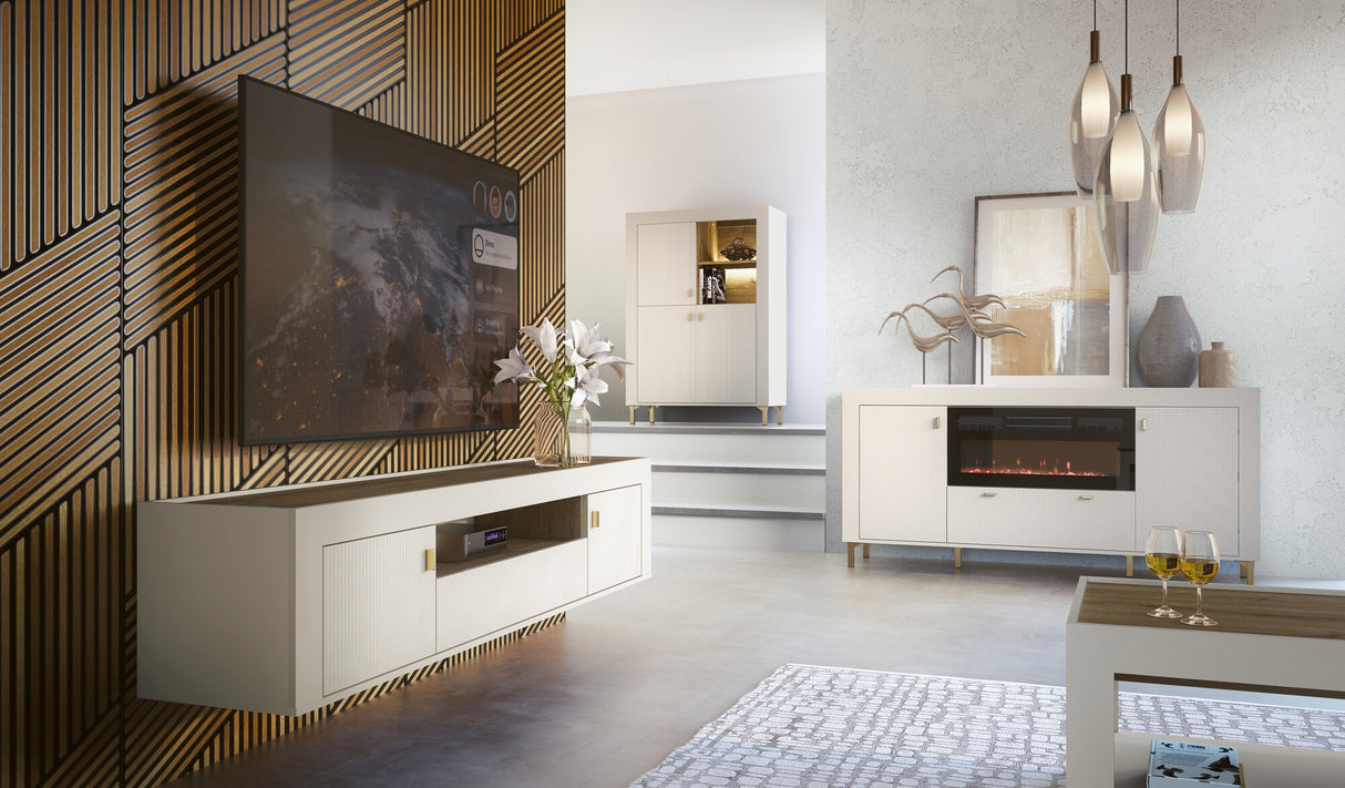 Komód MOSSA MO7, Szín: Kasmír, Kandalló: Igen