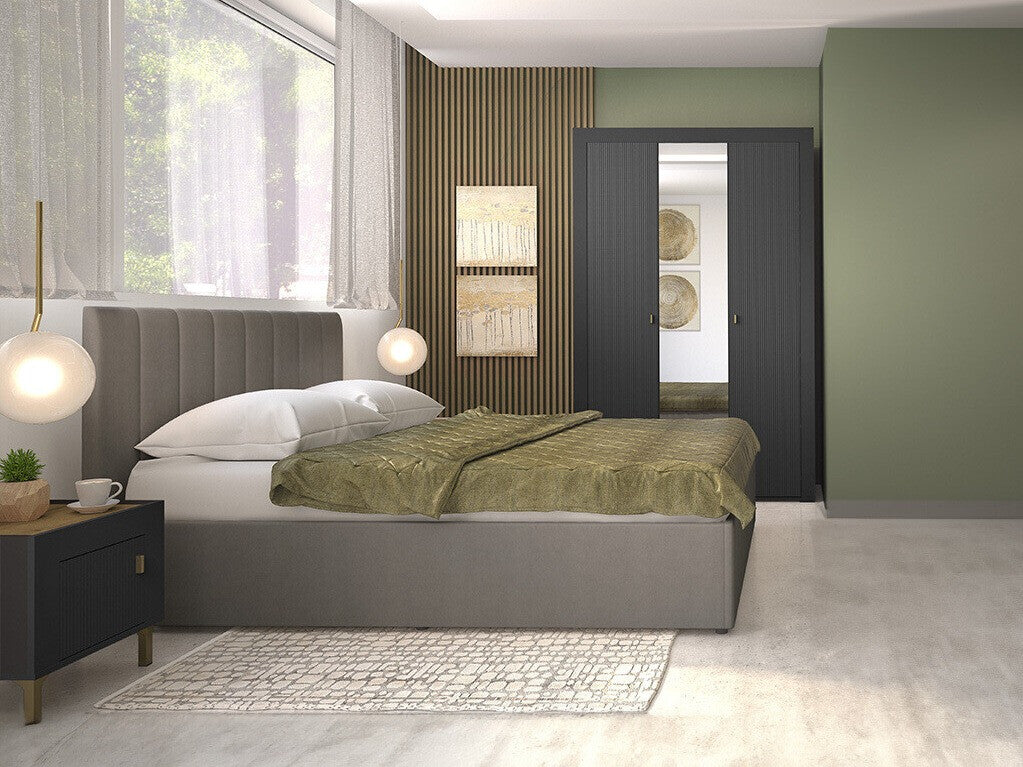 Hálószoba garnitúra Mossa I, Szín: Matt fekete