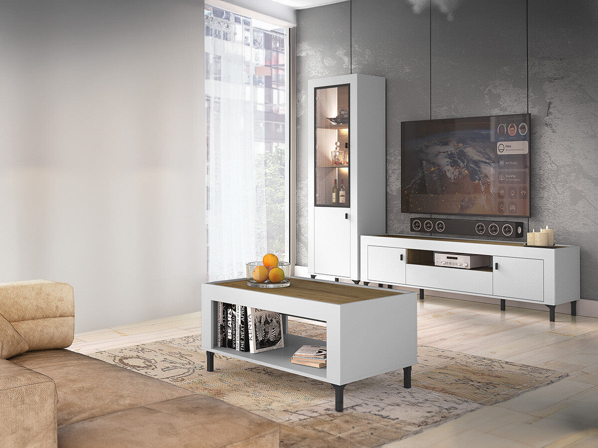 Nappali szett Mossa, Szín: Matt fehér, Komód: Nem, Led világítás: Igen