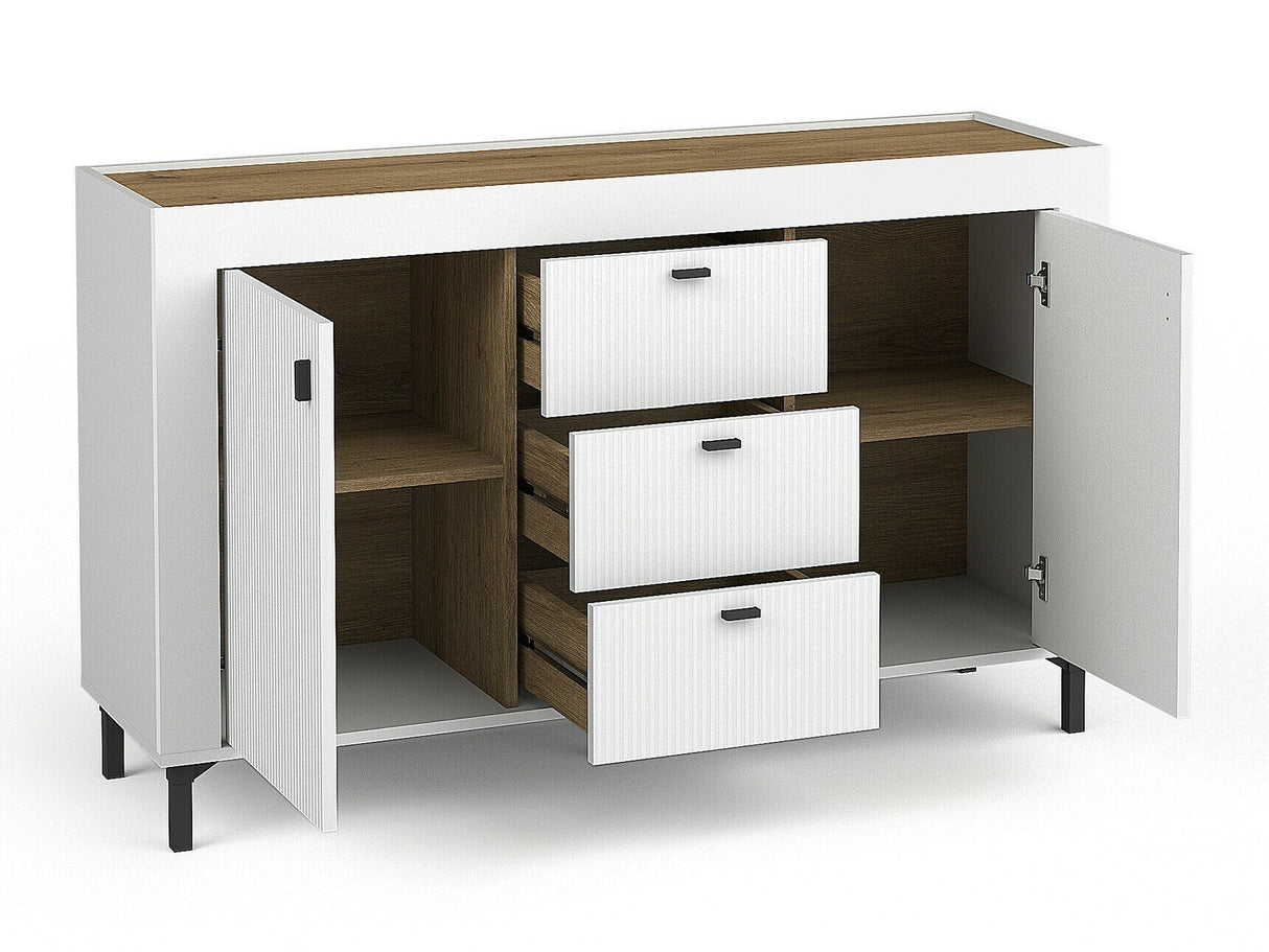 Nappali szett Mossa, Szín: Matt fehér, Komód: Igen, Led világítás: Igen