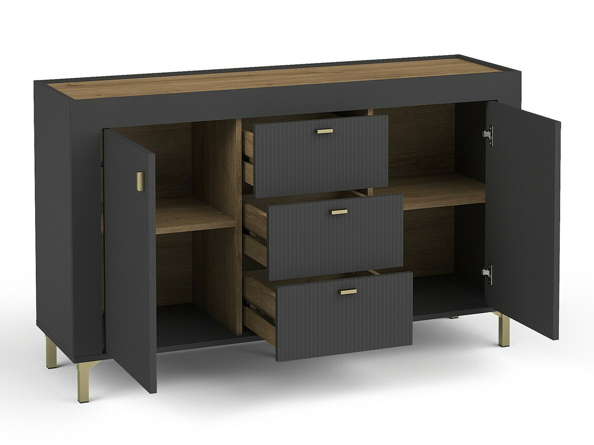 Nappali szett Mossa, Szín: Matt fekete, Komód: Igen, Led világítás: Nem