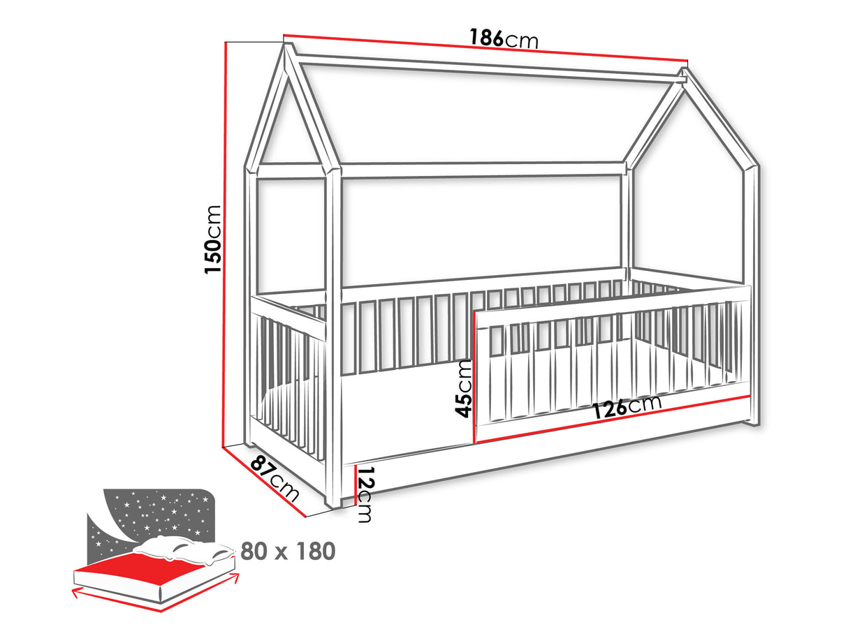 Ágy Łóżko GRETA, Szín: Bükkfa, Alvó felület mérete: 80 x 180 cm