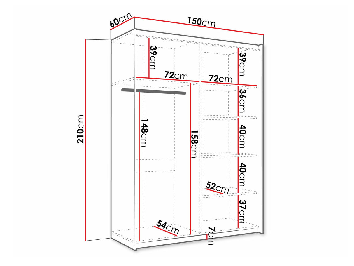 Gardróbszekrény Szafa przesuwna z lustrem ATALIO 150