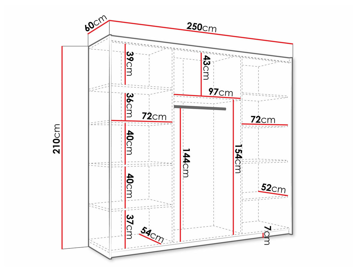 Gardróbszekrény Szafa przesuwna z lustrem ATALIO 250