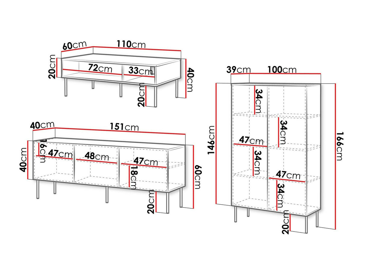 Nappali szett Meble PALAZZO BIS I, Szín: Fehér, Szekrény: Nem