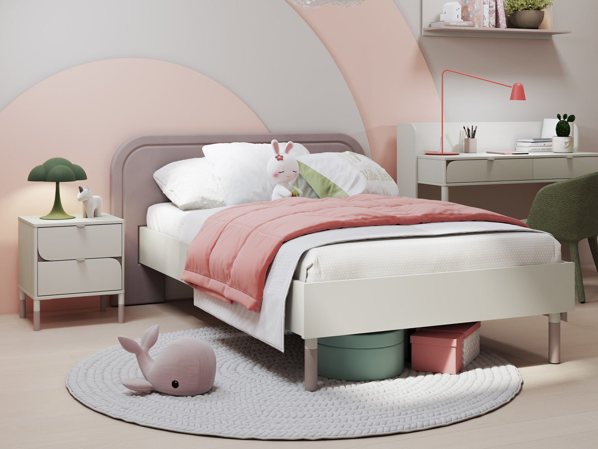 Ágy HARMONY HR-08 - łóżko 90 ze stelażem - kaszmir/truflowy, Alvó felület mérete: Alvó felület mérete 90 x 200 cm