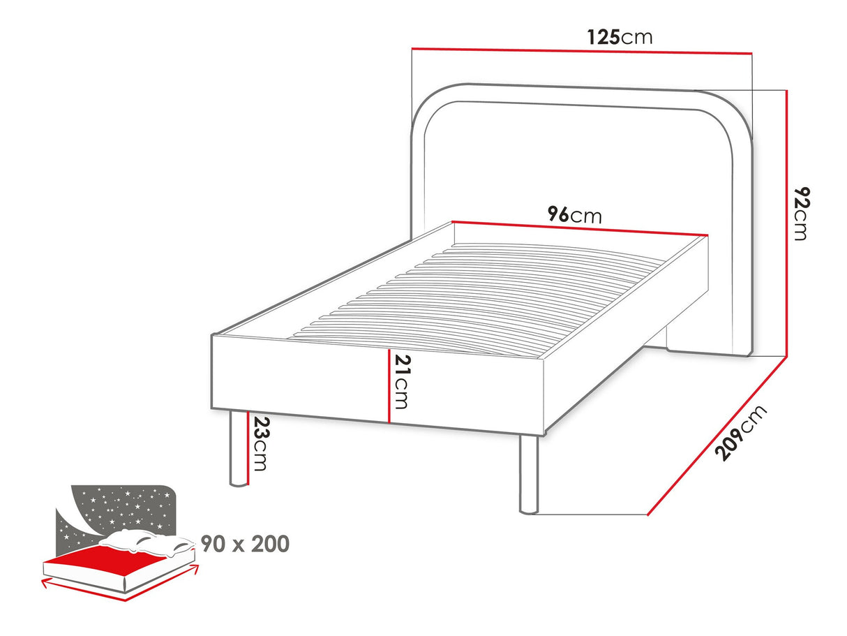 Ágy HARMONY HR-08 - łóżko 90 ze stelażem - kaszmir/truflowy, Alvó felület mérete: Alvó felület mérete 90 x 200 cm