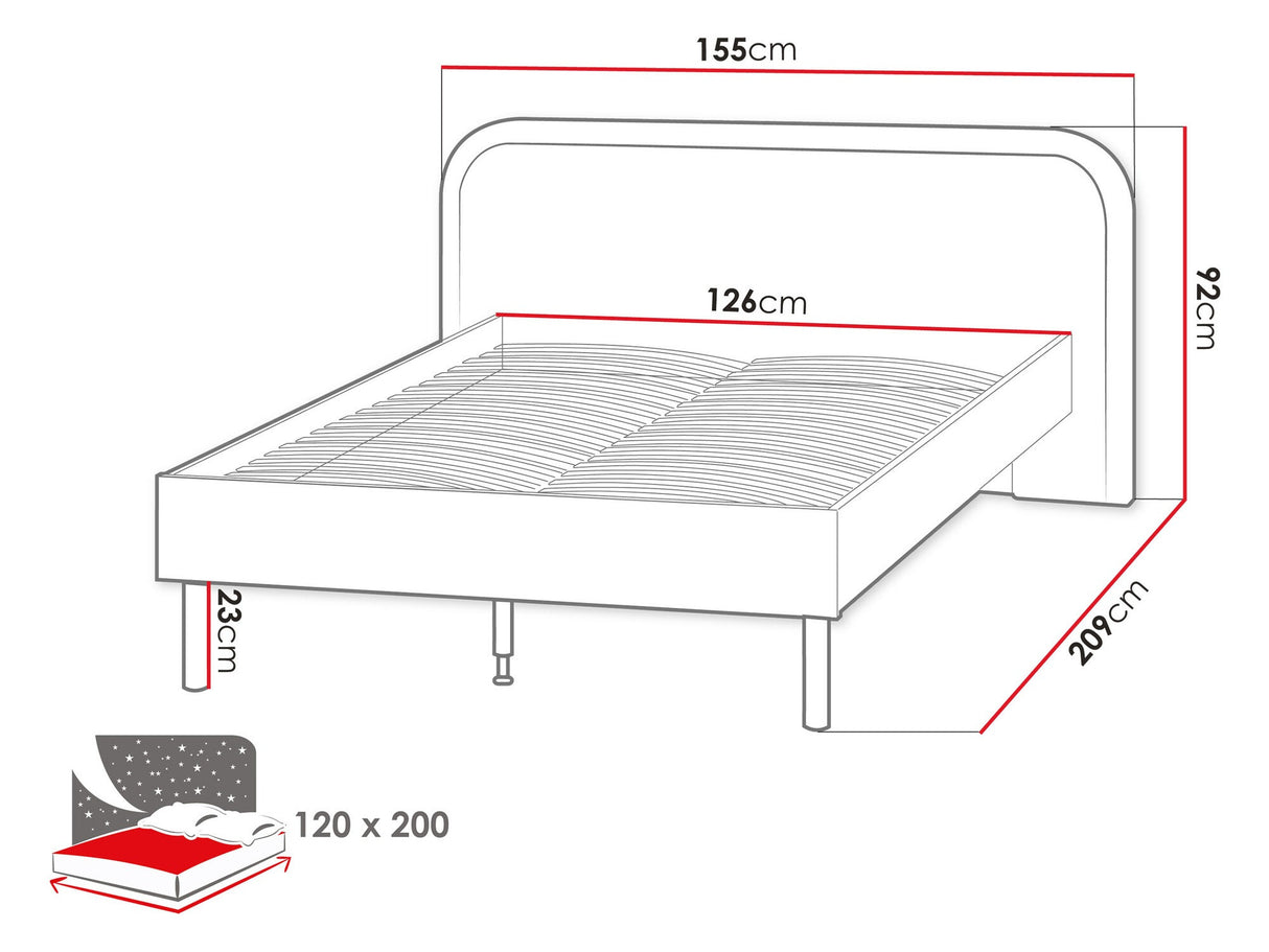 Ágy HARMONY HR-09 - łóżko 120 ze stelażem - kaszmir/truflowy, Alvó felület mérete: Alvó felület mérete 120 x 200 cm