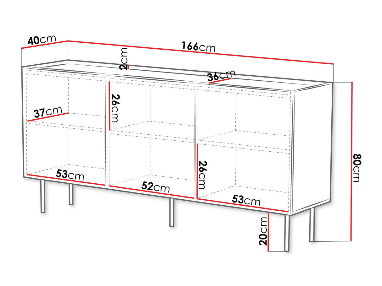 Szekrény Komoda LUCCA 165 3D, Szín: Fehér
