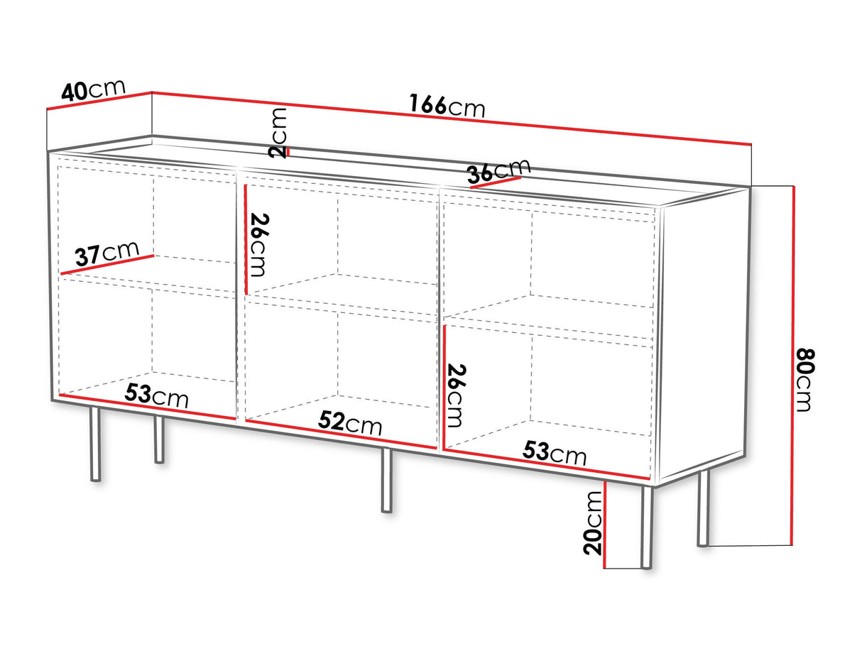 Szekrény Komoda LUCCA 165 3D, Szín: Fekete
