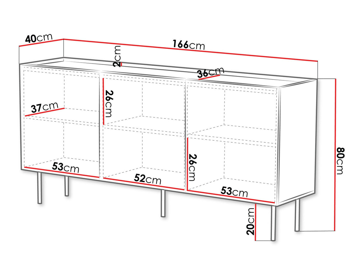 Szekrény Komoda LUCCA 165 3D, Szín: Kasmír