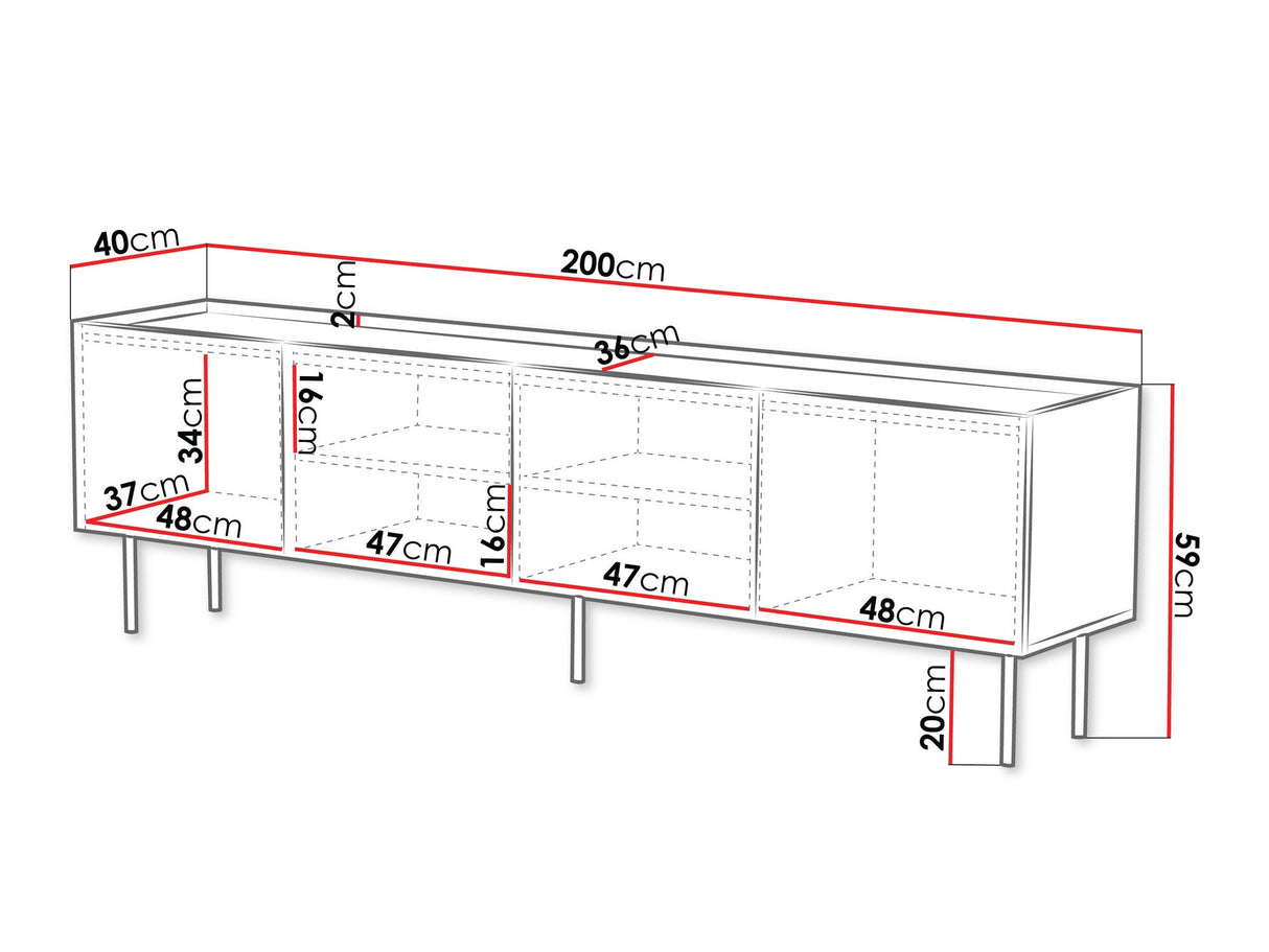 TV-állvány Szafka RTV LUCCA 200 4D, Szín: Kasmír