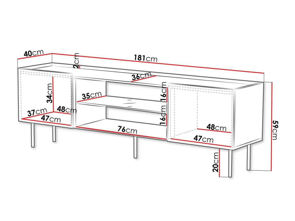 TV-állvány Szafka RTV LUCCA 180 2D EF, Szín: Kasmír
