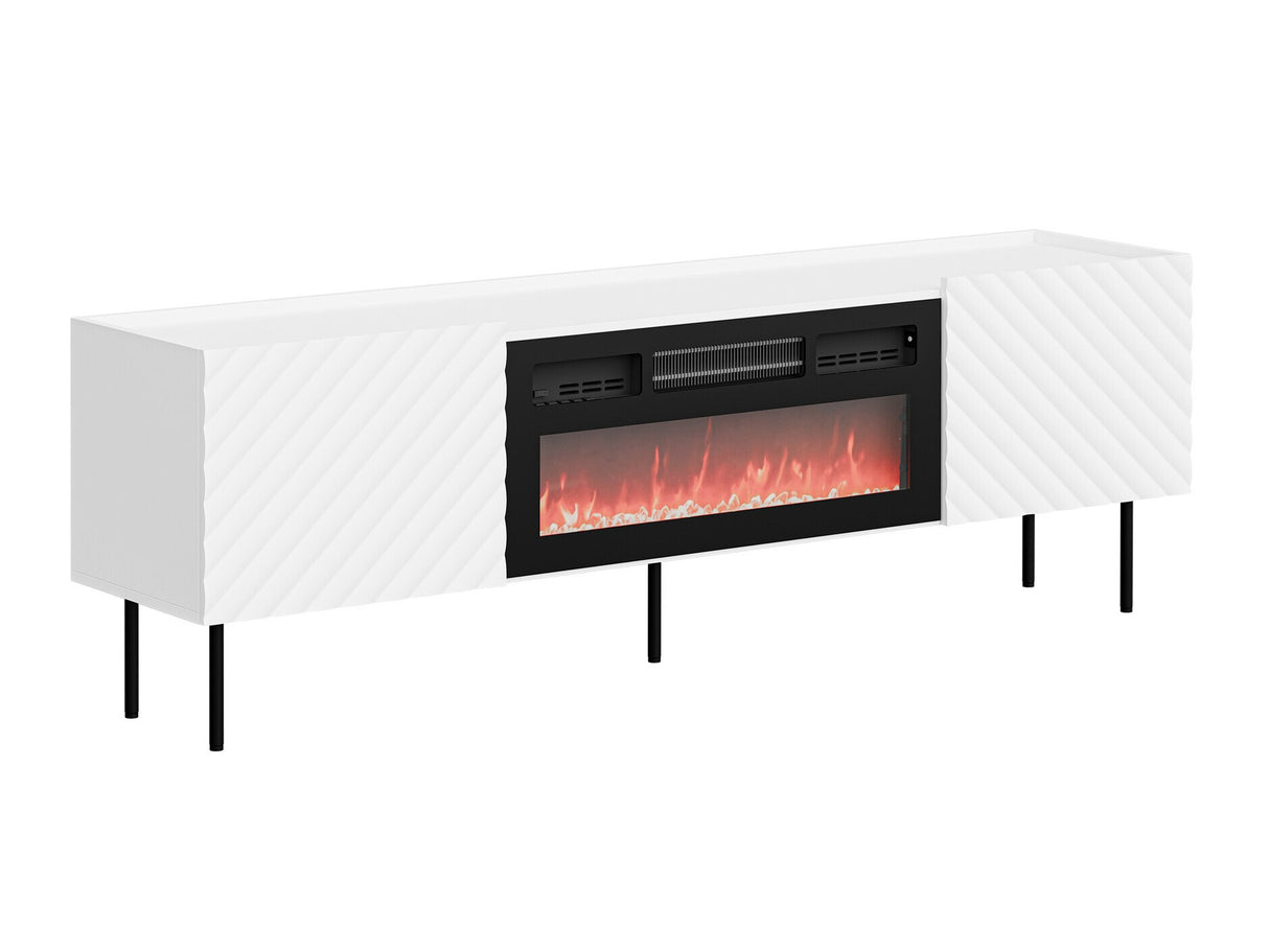 TV-állvány Szafka RTV LUCCA 180 2D EF + kominek, Szín: Fehér