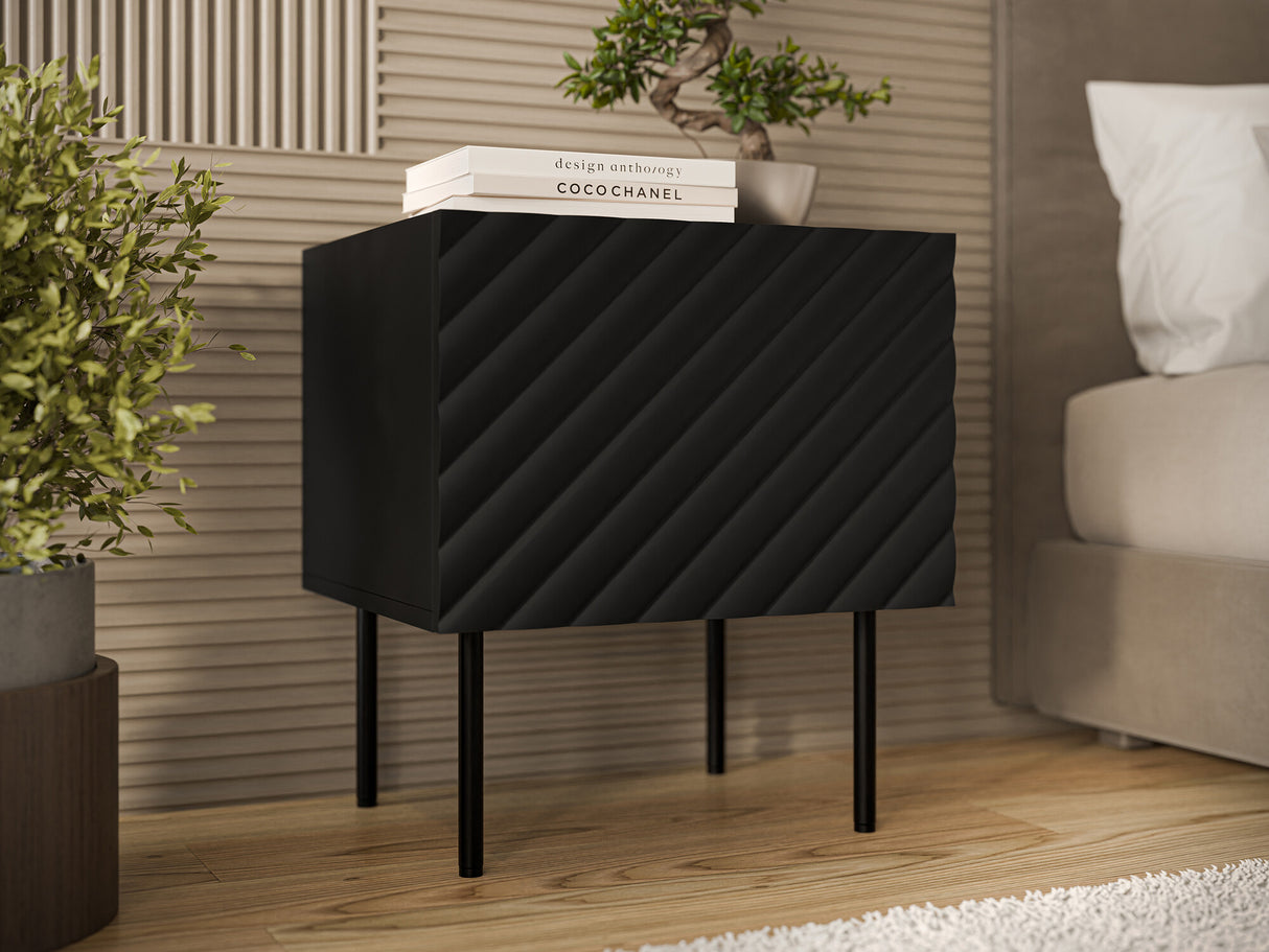 Éjjeliszekrény szett Szafka nemcna LUCCA 1D 2 szt, Szín: Fekete