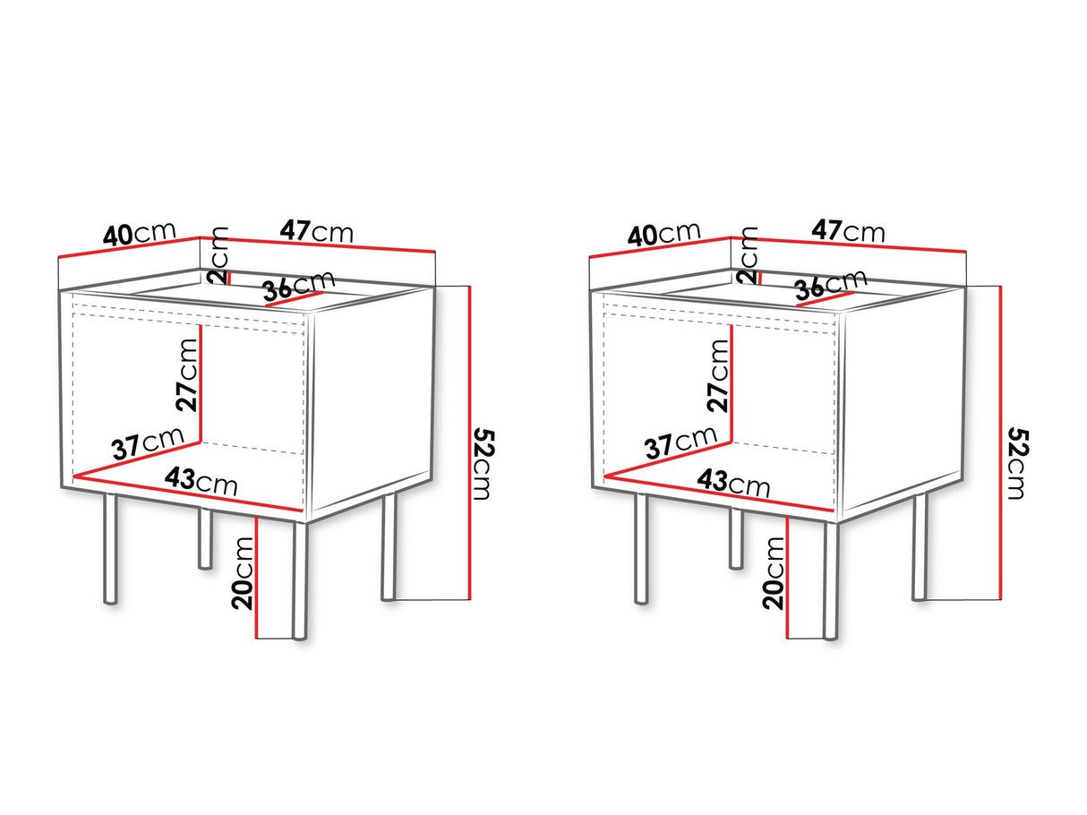 Éjjeliszekrény szett Szafka nemcna LUCCA 1D 2 szt, Szín: Fekete