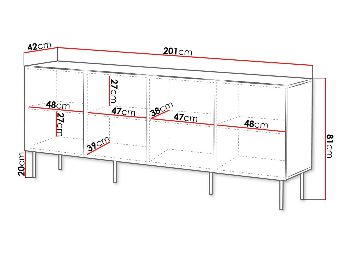 Szekrény Komoda TACOS 200 4D Orzech Warmia