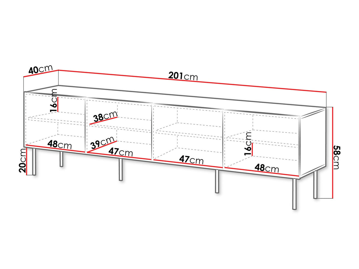 TV-állvány Szafka RTV TACOS 200 4D Orzech Warmia