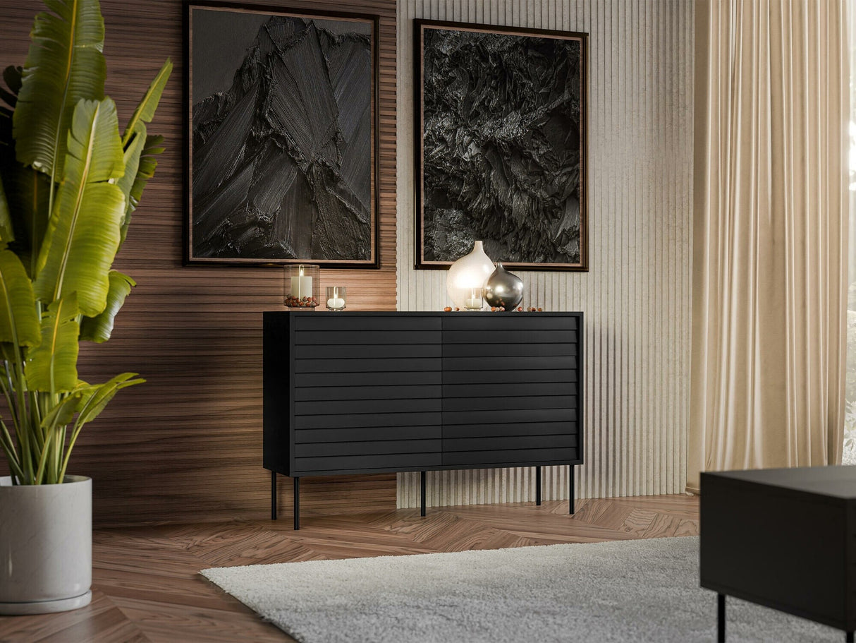 Komód Komoda CORTINA 120 1D3S, Szín: Fekete