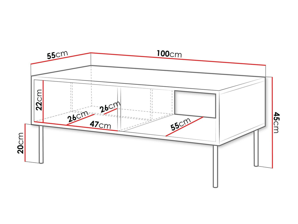 Dohányzóasztal Ława CORTINA, Szín: Fekete