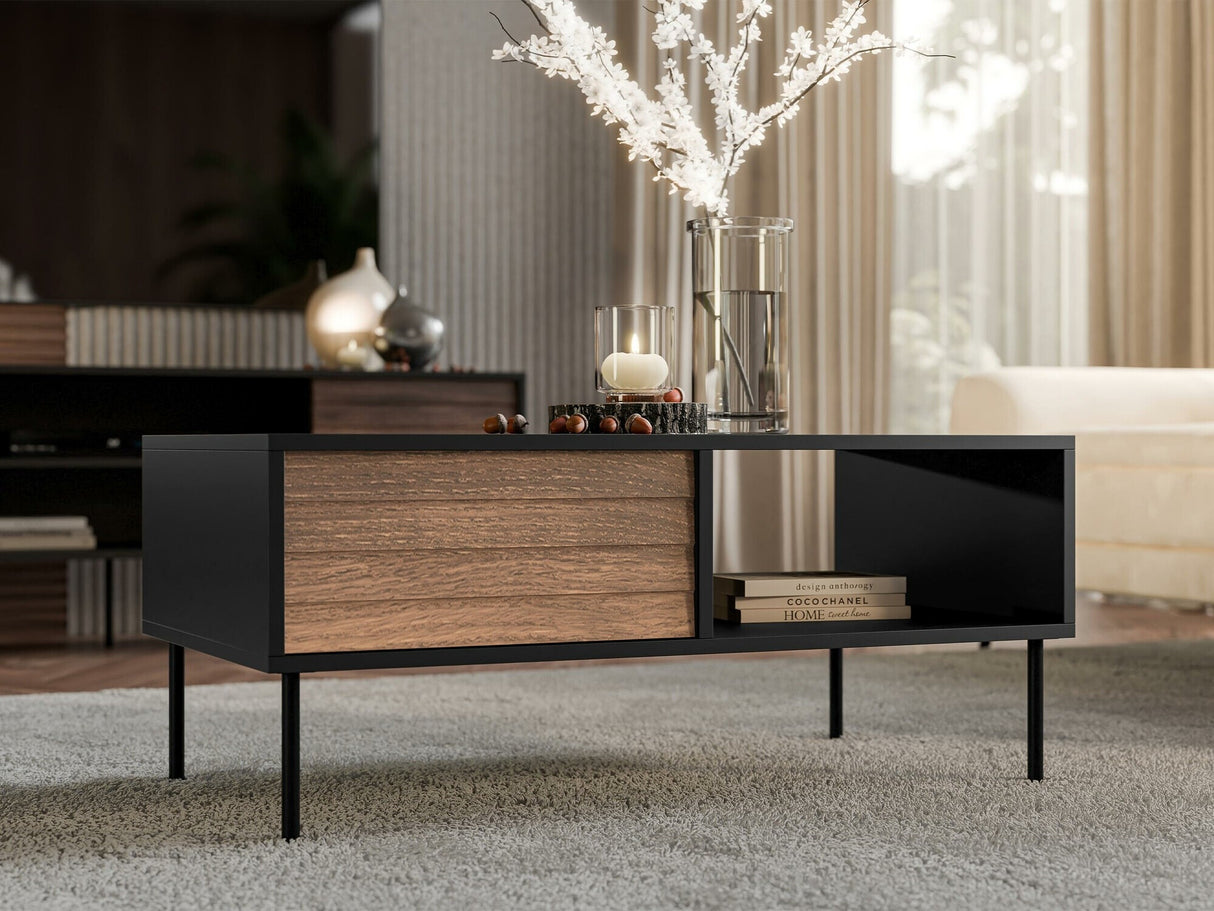 Dohányzóasztal Ława CORTINA, Szín: Dió + Fekete