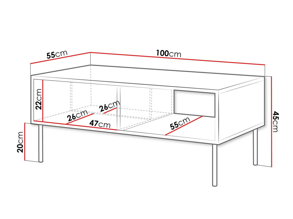 Dohányzóasztal Ława CORTINA, Szín: Dió + Fekete