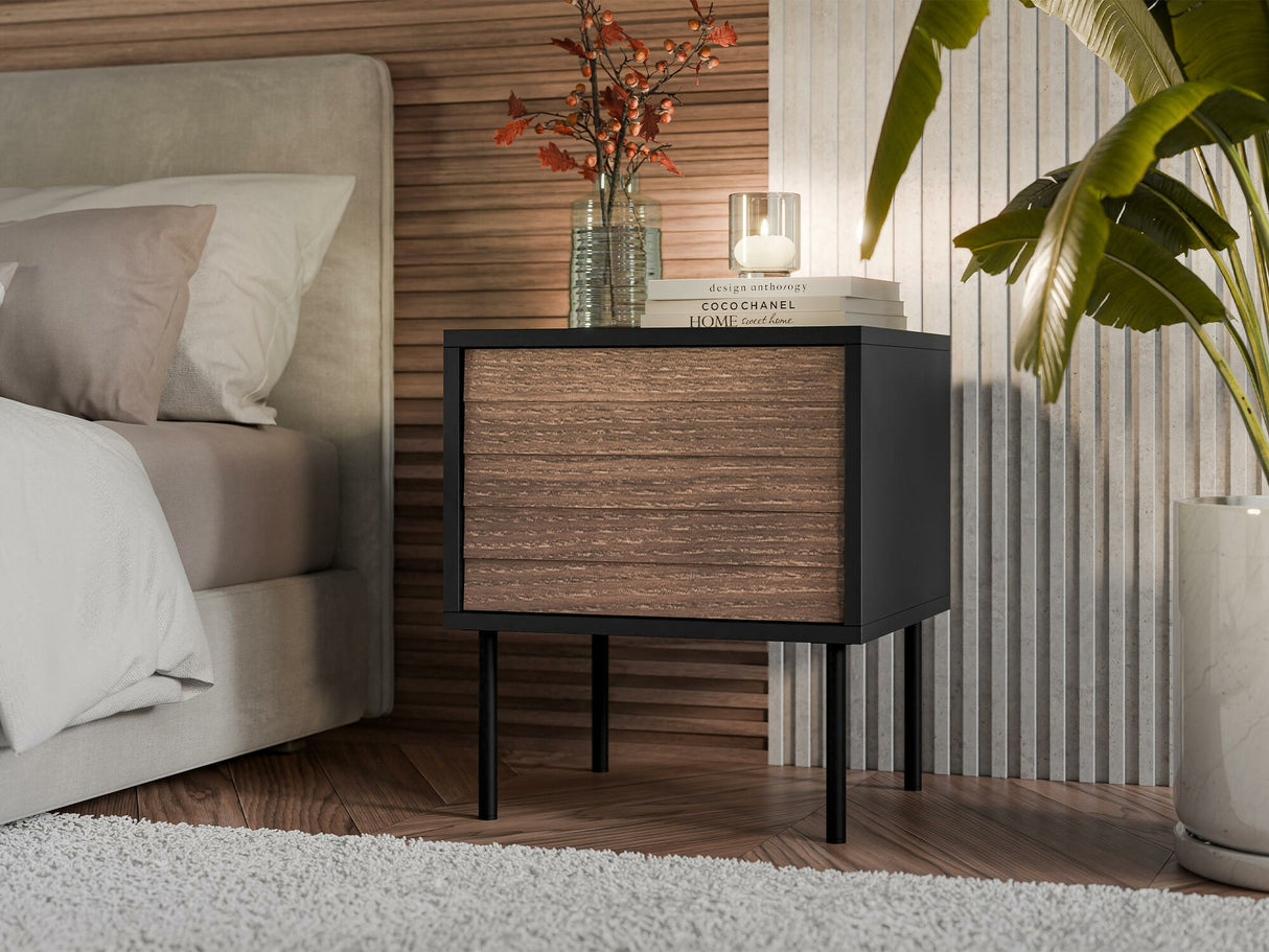 Éjjeliszekrény szett Stolik nemcny CORTINA 2szt., Szín: Dió + Fekete