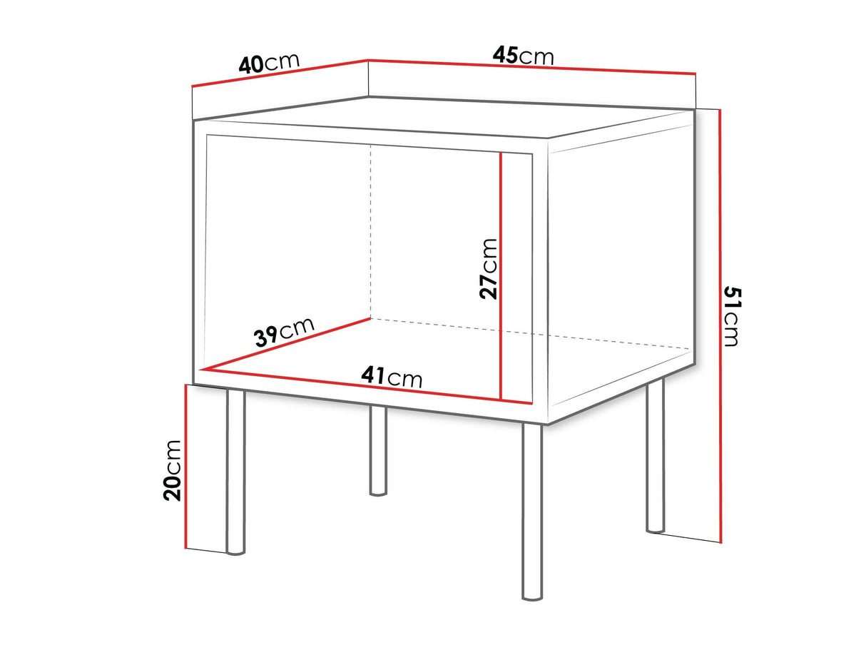 Éjjeliszekrény szett Stolik nemcny CORTINA 2szt., Szín: Dió + Fekete