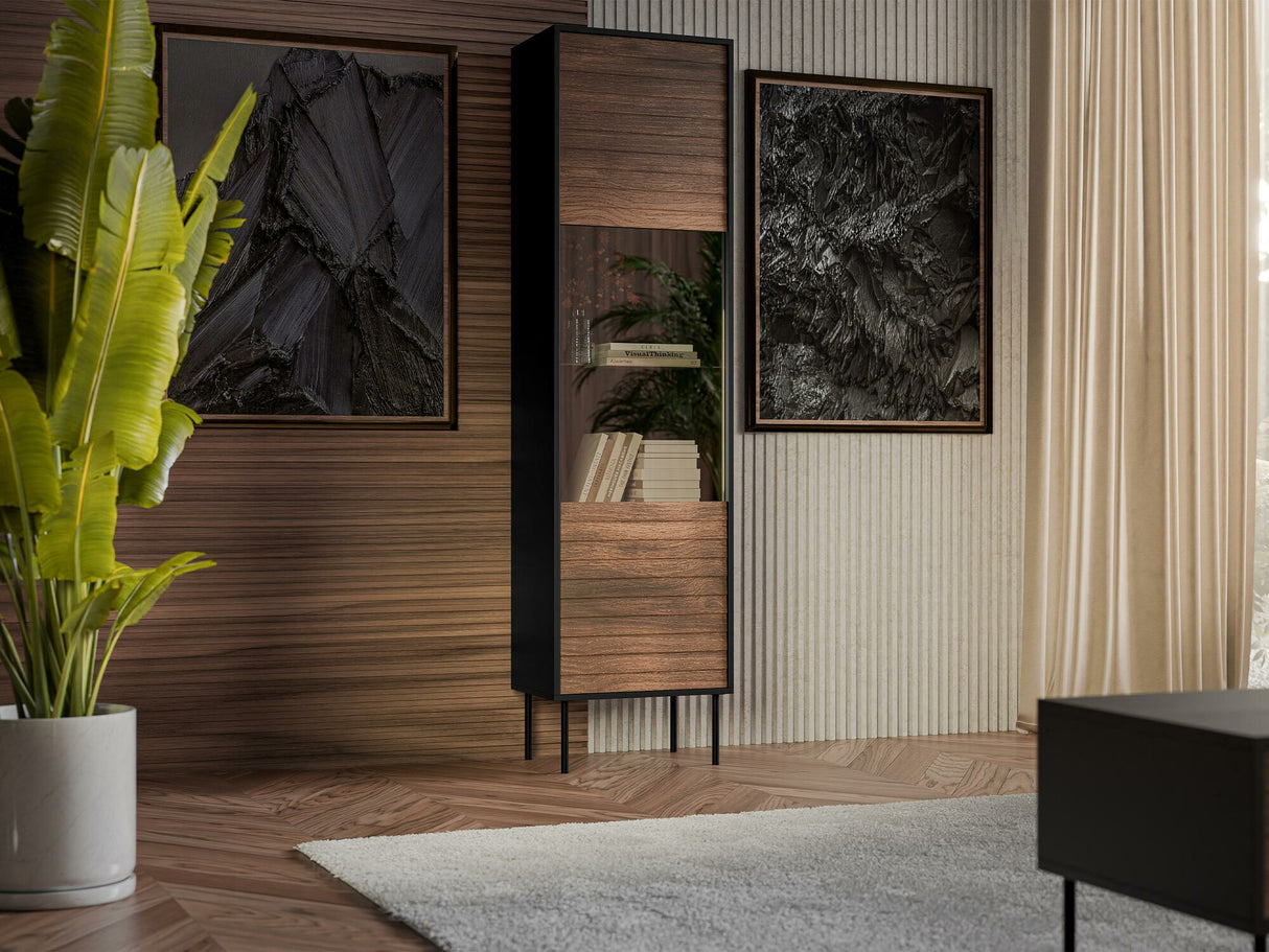 Könyvespolc Witryna CORTINA, Szín: Dió + Fekete