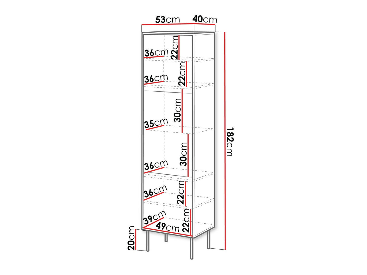 Könyvespolc Witryna CORTINA, Szín: Dió + Fekete