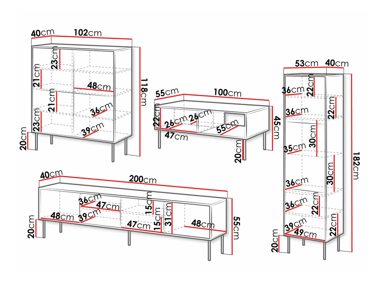 Nappali szett Meble CORTINA I, Szín: Fekete