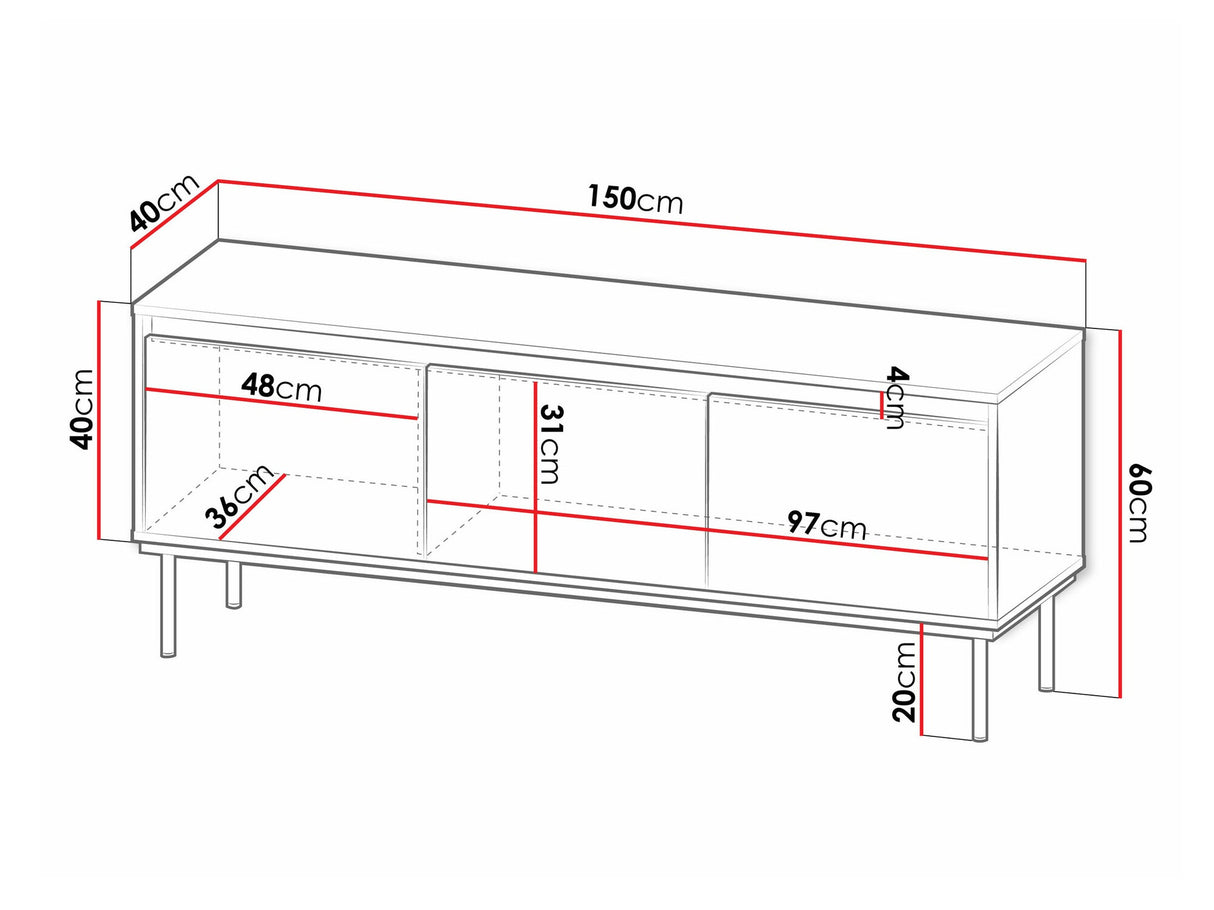 TV-állvány Szafka RTV 3D CARMESI, Szín: Fekete
