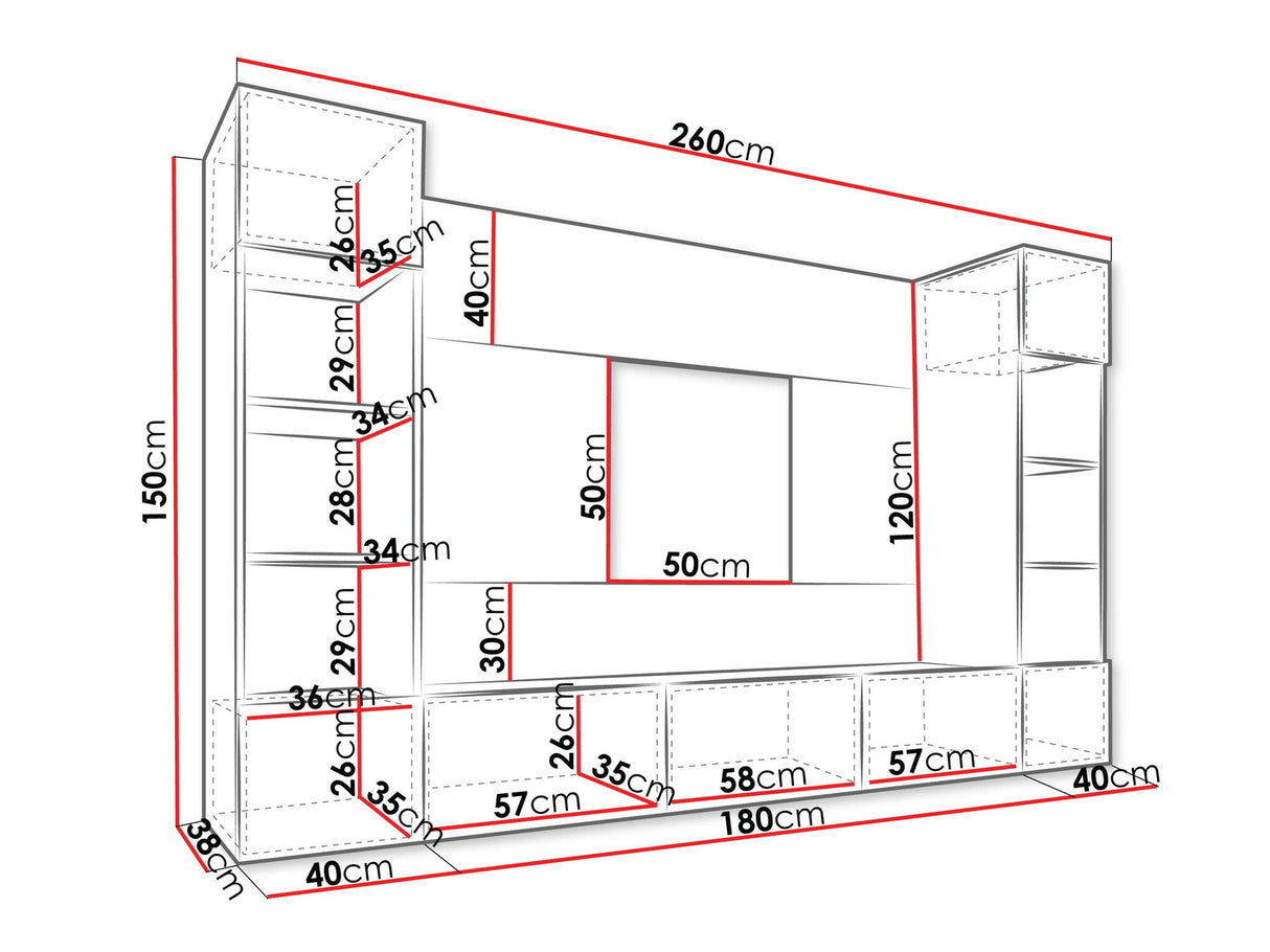 Nappali szett Meblościanka DEROMI I, Szín: Fehér + Fehér márvány