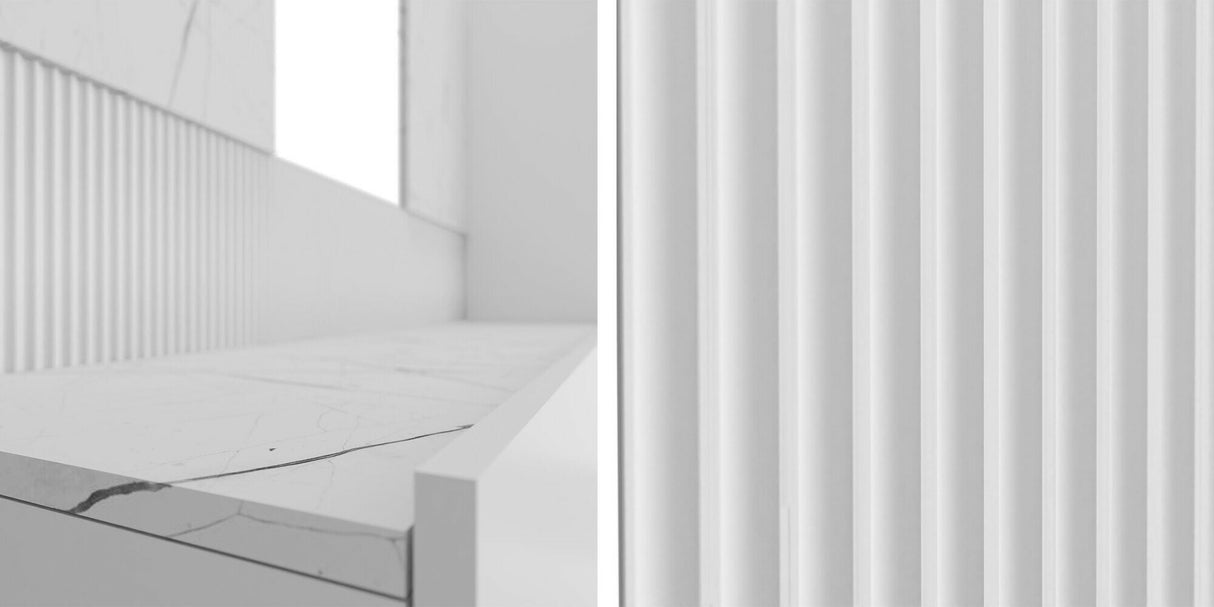 Nappali szett Meblościanka DEROMI II, Szín: Fehér + Fehér márvány