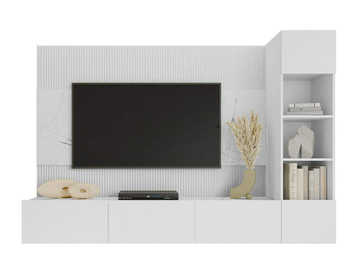 Nappali szett Meblościanka DEROMI II, Szín: Fehér + Fehér márvány