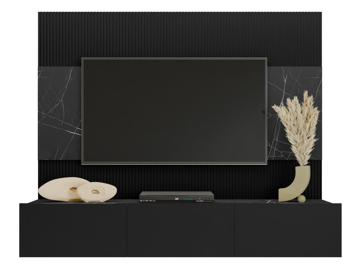 Nappali szett Szafka RTV 180x150 DEROMI, Szín: Fekete + Fekete márvány