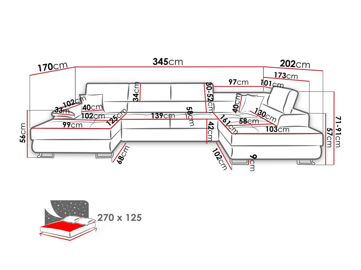 Sarokkanapé Kiságyere BIS (Alvin Bis) Toptextil, Szín: Abriamo 04, Változatok: Balos