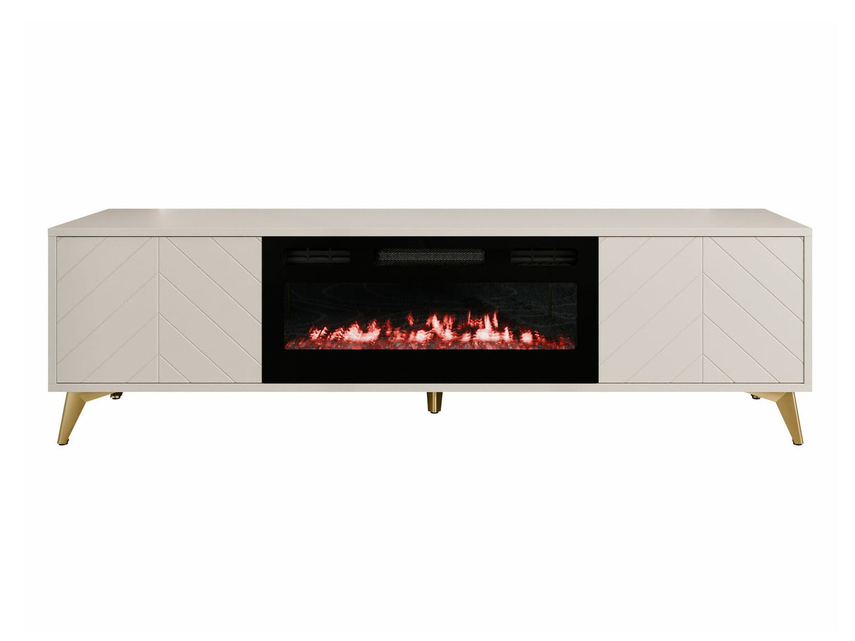 TV-állvány Szafka RTV 2D EF XYLIX + kominek Beż Piaskowy Kominek: Czarny