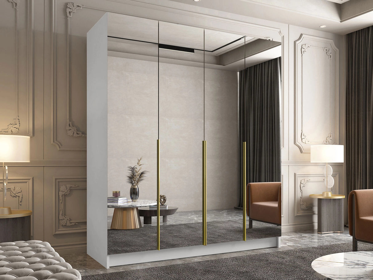 Gardróbszekrény Szafa SANTI III, Szín: Fehér + Aranysárga