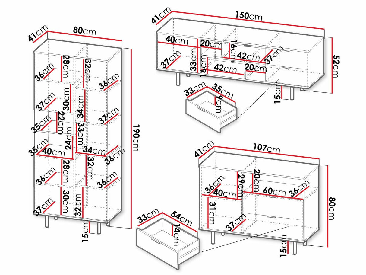 Nappali szett Meble NUBIA II, Szín: Fekete
