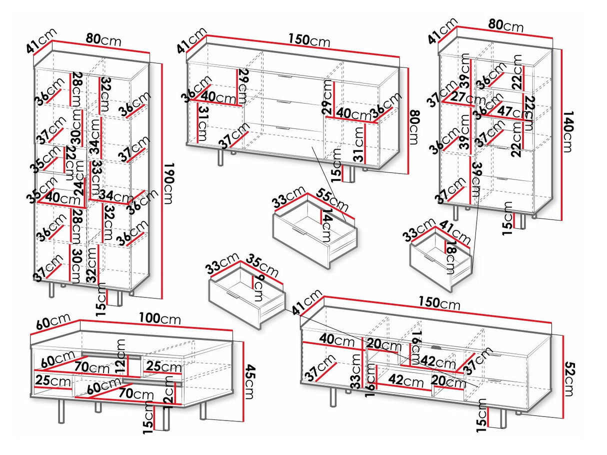Nappali szett Meble NUBIA I, Szín: Fekete