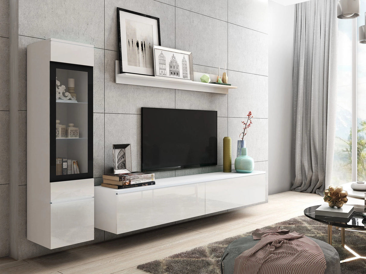 Nappali szett Vera I (Sawoti I), Szín: Fehér + Fényes fehér, Led világítás: Nem