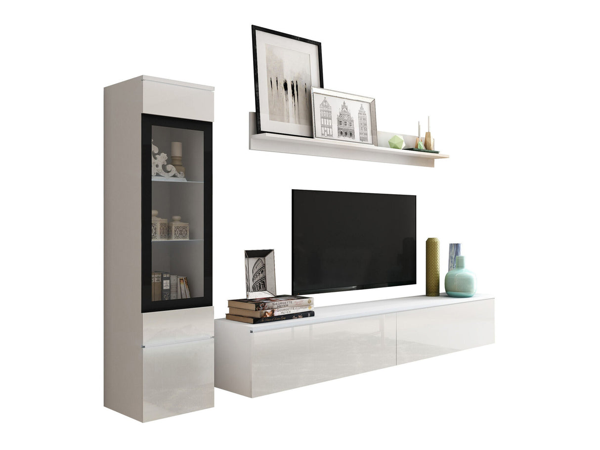 Nappali szett Vera I (Sawoti I), Szín: Fehér + Fényes fehér, Led világítás: Igen