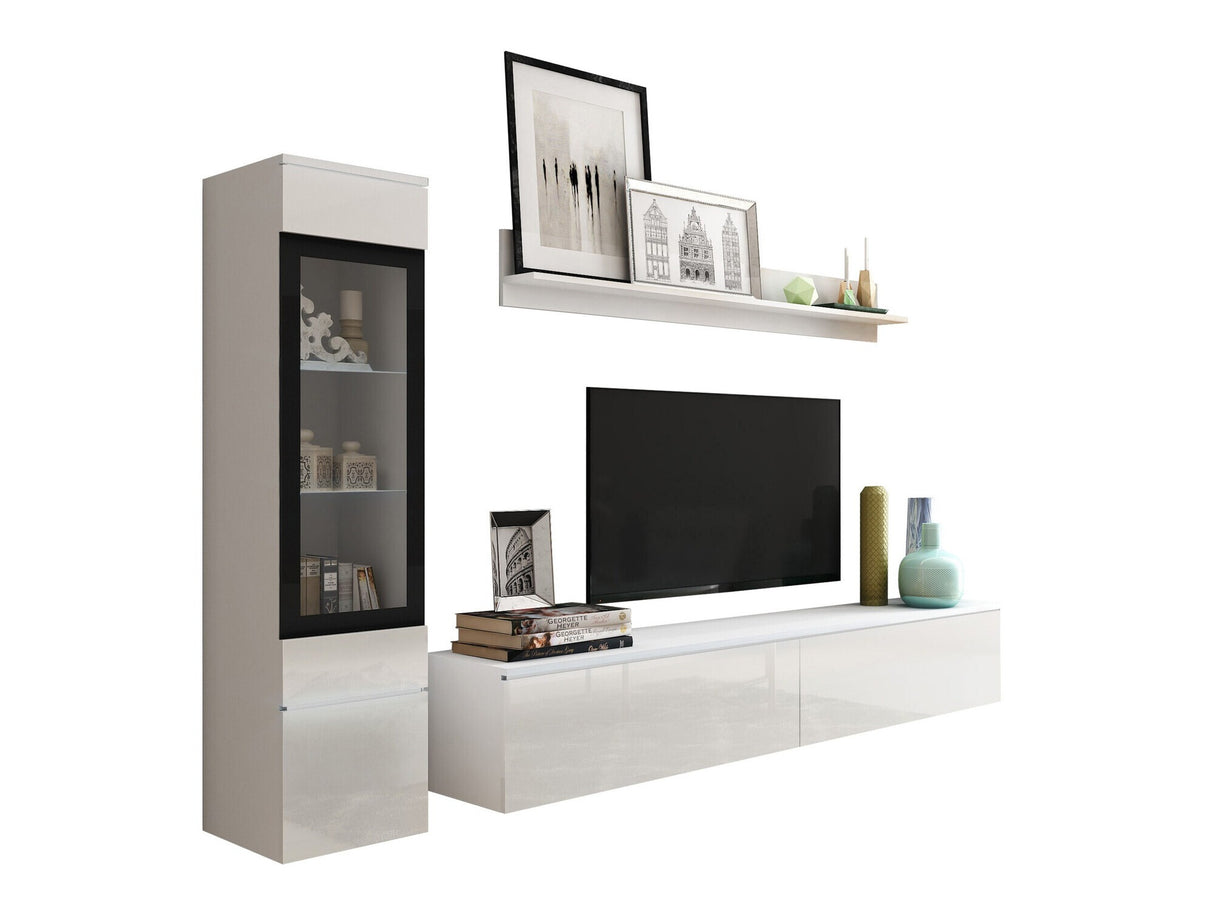 Nappali szett Vera I (Sawoti I), Szín: Fehér + Fényes fehér, Led világítás: Nem