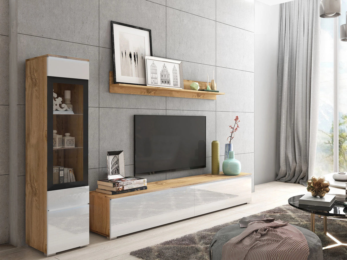 Nappali szett Vera I (Sawoti I), Szín: Wotan tölgy + Fényes fehér, Led világítás: Nem