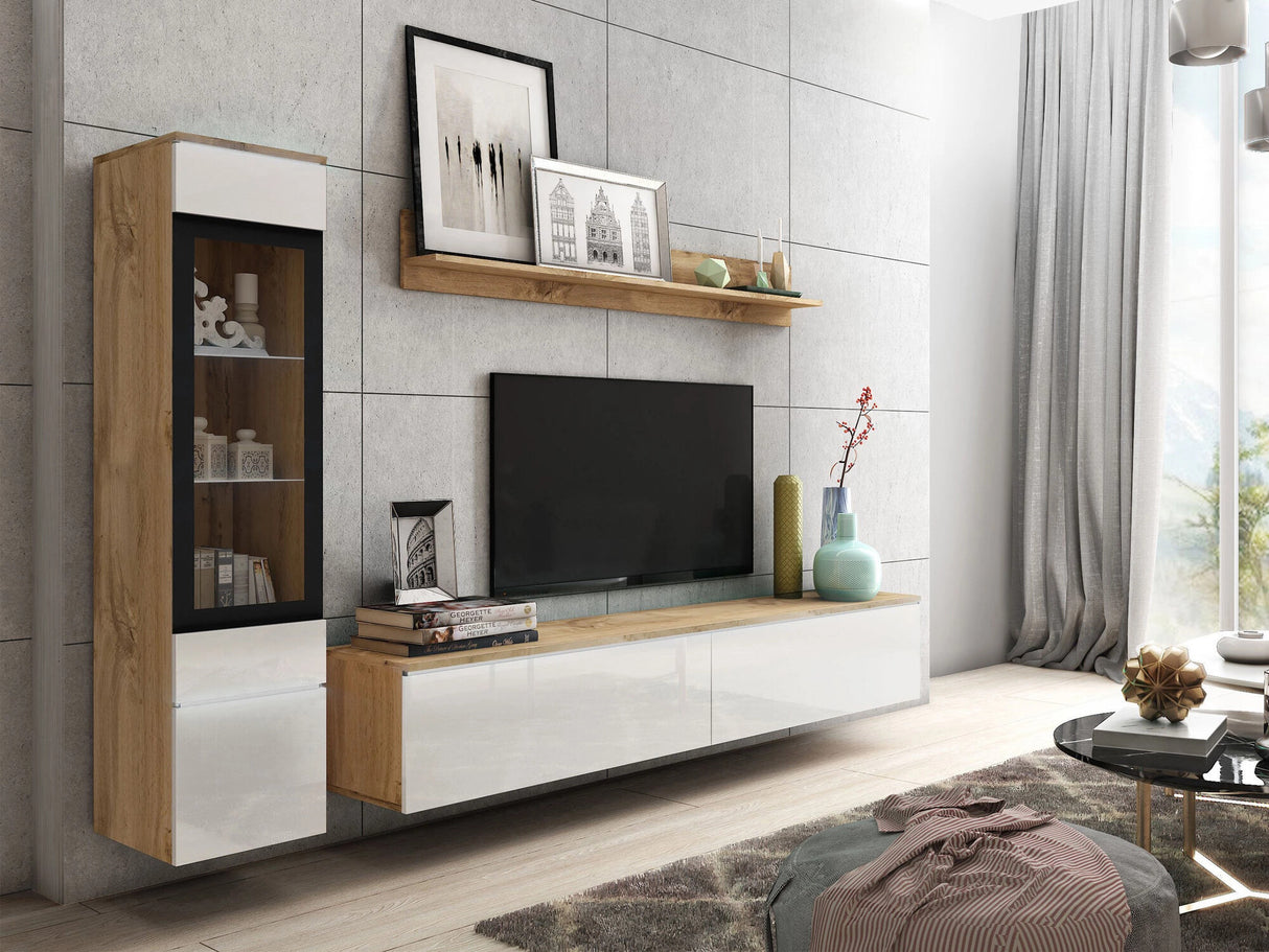 Nappali szett Vera I (Sawoti I), Szín: Wotan tölgy + Fényes fehér, Led világítás: Igen