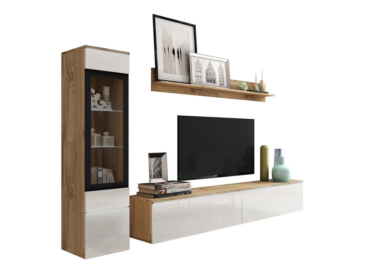 Nappali szett Vera I (Sawoti I), Szín: Wotan tölgy + Fényes fehér, Led világítás: Igen