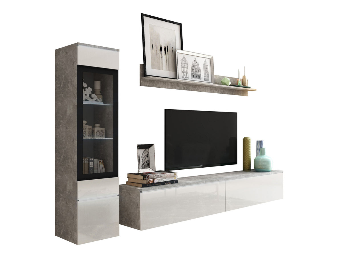 Nappali szett Vera I (Sawoti I), Szín: Beton + Fényes fehér, Led világítás: Nem