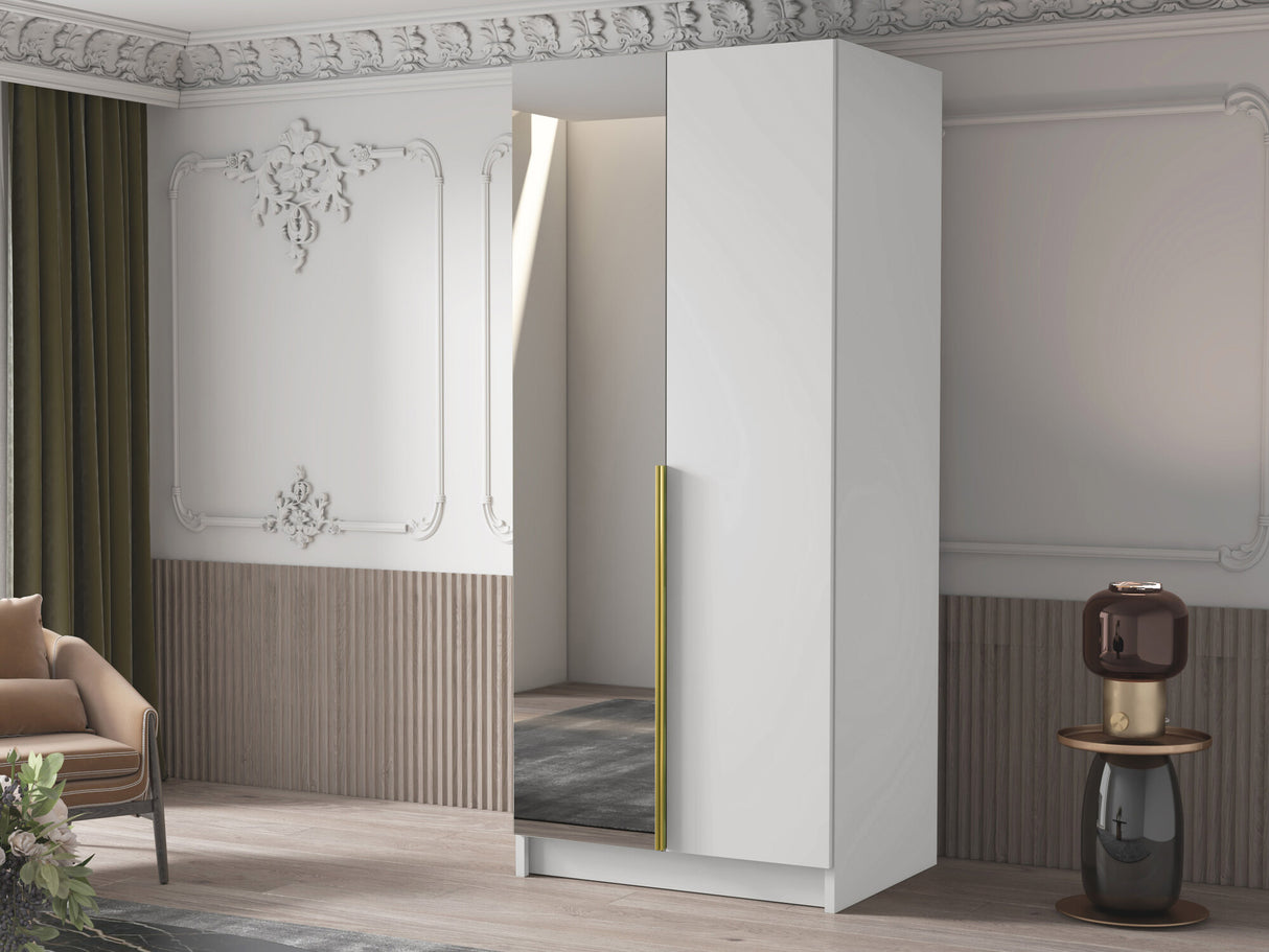 Gardróbszekrény Szafa BONO II, Szín: Fehér + Aranysárga